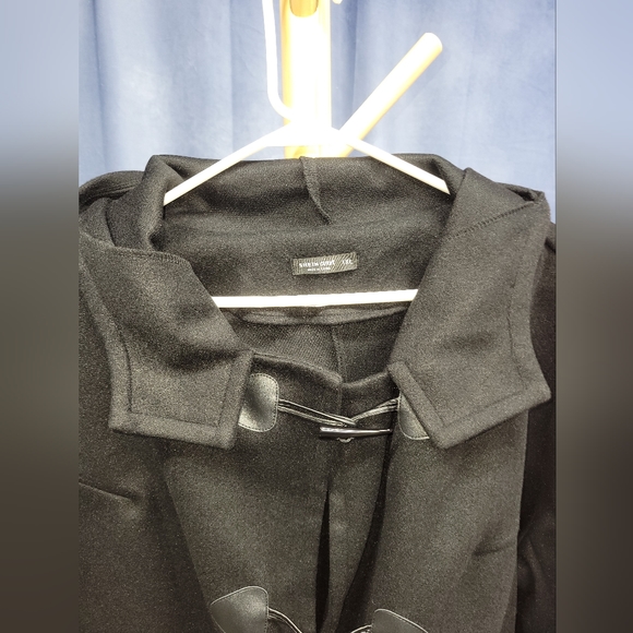Curve Shein Black Hooded Pea Coat, 1XL, NWOT, Pockets - Picture 4 of 8